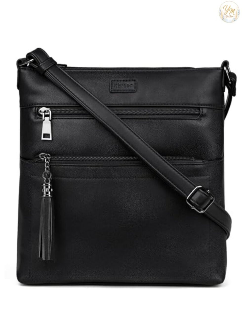 Leather Crossbody Bag Medium Multi-Pocket Adjustable Strap Travel Purse